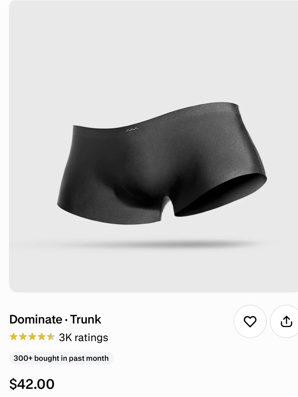 AsWeMove - Dominate Trunk Underwear in Black, size Large - NWT